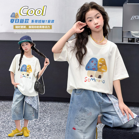 韩柚&韩柚&6628-数码印蘑菇T恤套装