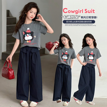 韩柚&韩柚&6625-小猫短T套装