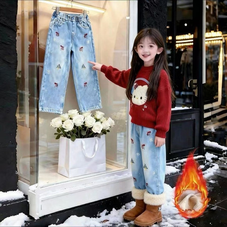 精灵兔&精灵兔&2528款刺绣牛仔裤