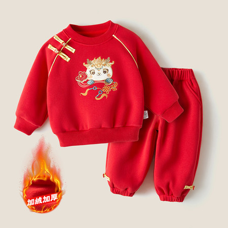 槿鑫服饰&槿鑫服饰&25012加绒款红色套装