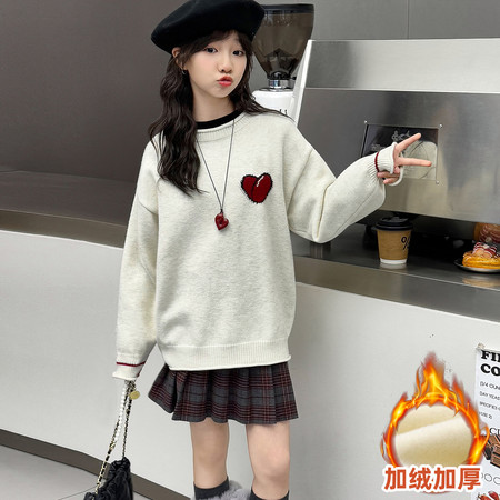 一口甜甜圈&一口甜甜圈&25127款加绒爱心毛衣
