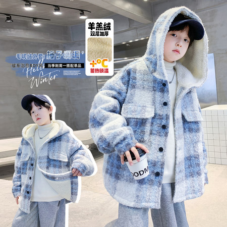 南波兔&南波兔&NBT-D5026羊驼绒格子加厚外套