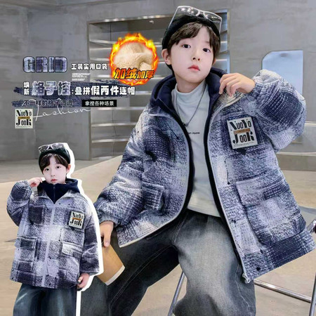 南波兔&南波兔&NBT-5025加厚格子派克棉服