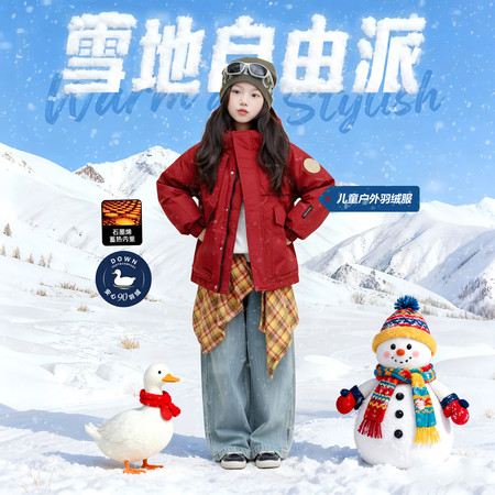 羽妮童伴&羽妮童伴&D85301溯源安心90绒保暖工装羽绒服