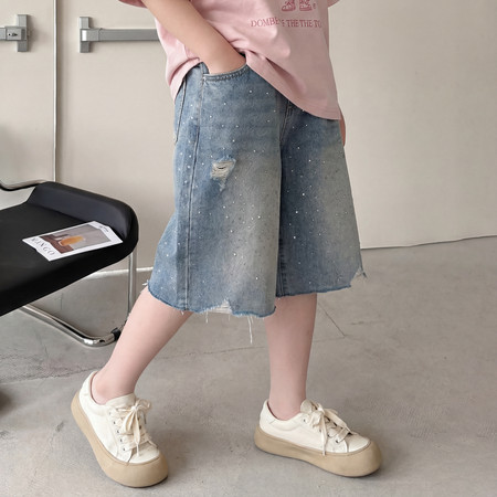 木禾童装&木禾童装&2612烫钻牛仔中裤