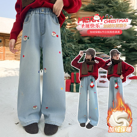 一朵一果&一朵一果&25092圣诞老人加绒牛仔裤