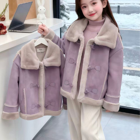 童与萌服饰&童与萌服饰&女童冬季麂皮绒保暖上衣紫色