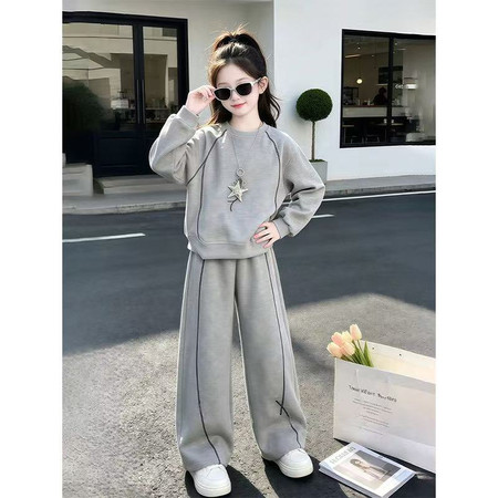 米酷儿&米酷儿&2640款女童秋季灰色针织套装高品质