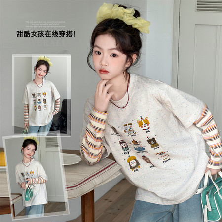 童话森林&童话森林&彩点双袖T恤