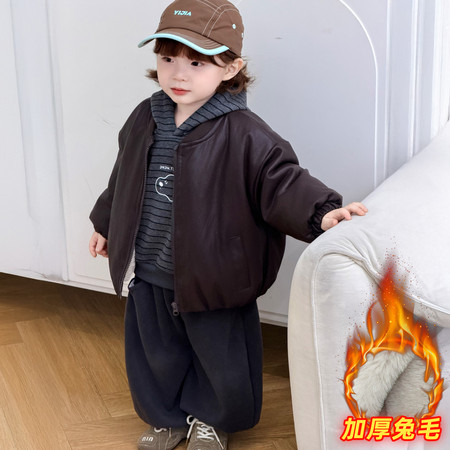 今鑫童&今鑫童&25加绒皮衣两件套