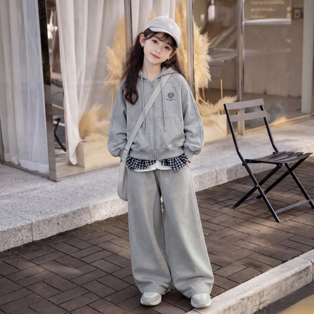 米可米朵&米可米朵&26209灰色花边卫衣套装1