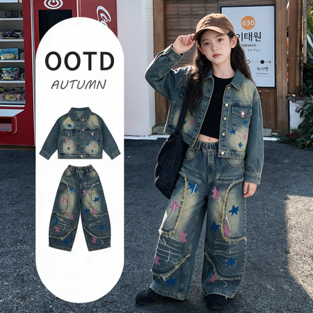 米可米朵&米可米朵&26233五角星牛仔套装99元