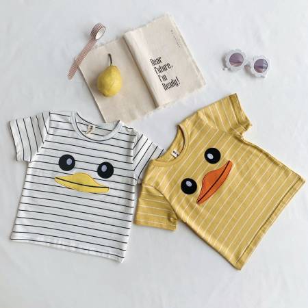 迷你酷&迷你酷&短袖鸭子条纹T恤夏款