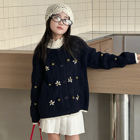 童柒萌Kids（原J5J6）&童柒萌Kids（原J5J6）&钩花毛衣开衫