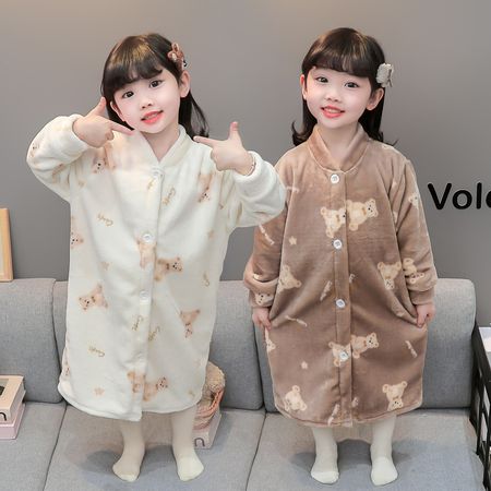 泽阳小铺&泽阳小铺&B2448法兰绒小熊睡袍