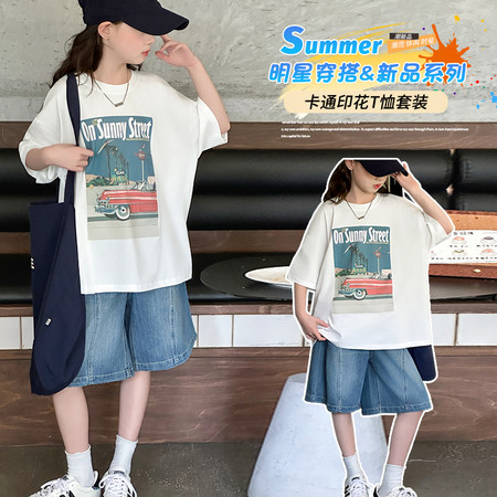 小夕童装&小夕童装&25-88915红色汽车印花短袖T恤