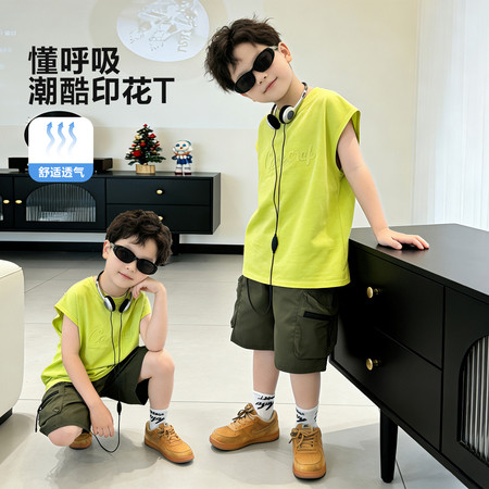吉吉小熊&吉吉小熊&WQ26018款压花套装裤子棉布