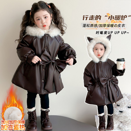小佑禧&小佑禧&652蝴蝶结皮衣外套