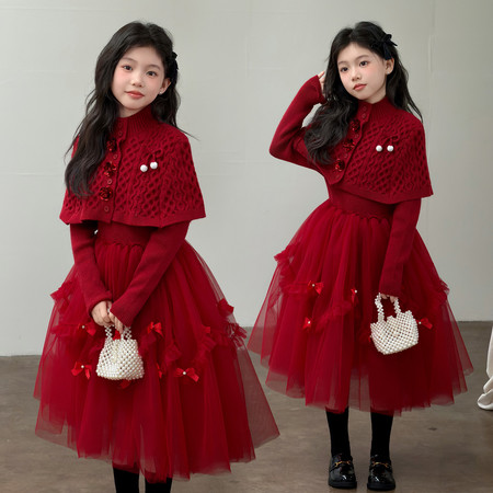 良沐礼（原风尚衣品）&良沐礼（原风尚衣品）&2608款披肩毛衣纱裙两件套