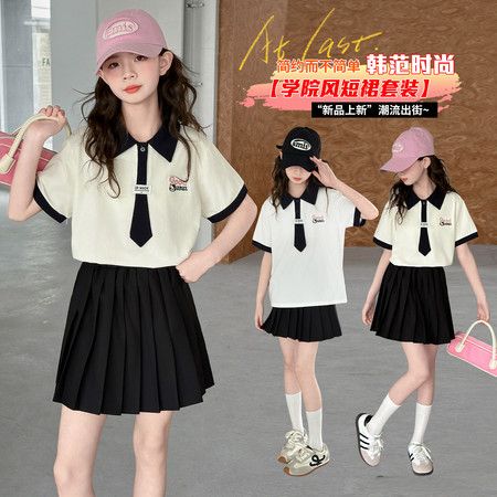 林家童铺&林家童铺&夏06猫咪头Polo衫套装