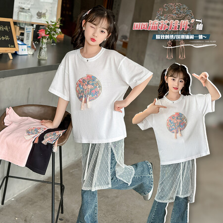 毛衣库&MYK-24008国风流苏挂件T恤针织衫