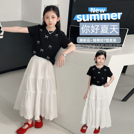 星梦圆&星梦圆&X06款烫钻蝴蝶结长裙套装