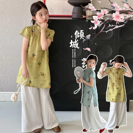 乐芙儿&乐芙儿&改良旗袍阔腿裤套装1
