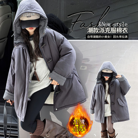 果桐家&果桐家&2530款牛角扣派克服棉衣