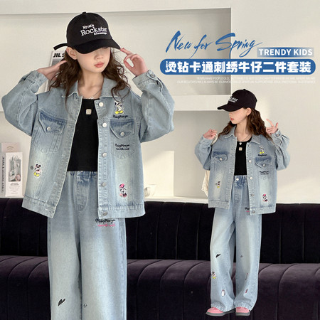 栗子泡泡&栗子泡泡&LZ202TZ米奇刺绣亮钻牛仔套装