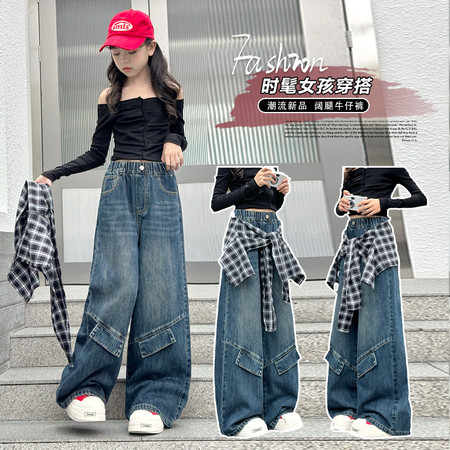 爱尚玉飞飞&爱尚玉飞飞&DH-333款黑格子披屁帘工装裤