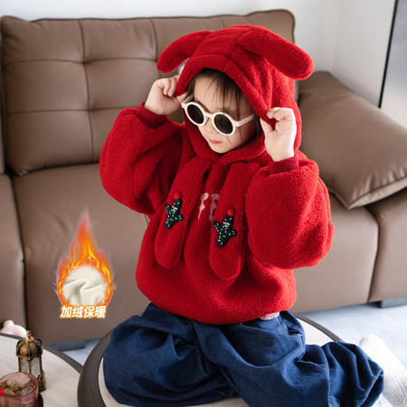 蓝奇兔童装&蓝奇兔童装&a-红色毛毛衣