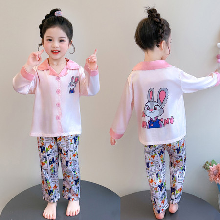 小树芽&小树芽&2603翻领开衫花裤子套装