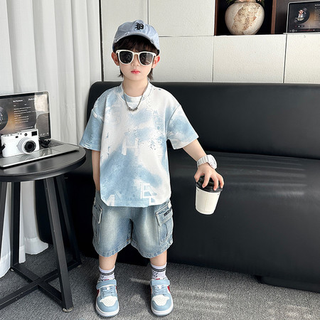 AL童装&AL童装&AL25261字母破洞T恤套装888