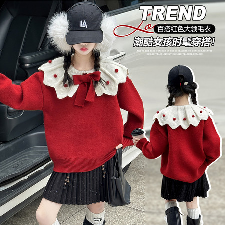 鱼丛丛&鱼丛丛&YCC996大领红色毛衣