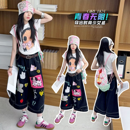 艾跳伦思（原魔漫天使）&艾跳伦思（原魔漫天使）&TT2632卡通小狗牛仔七分加大头女孩短