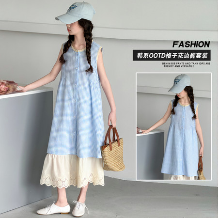 莱衣童&莱衣童&2462格子花边裤套装