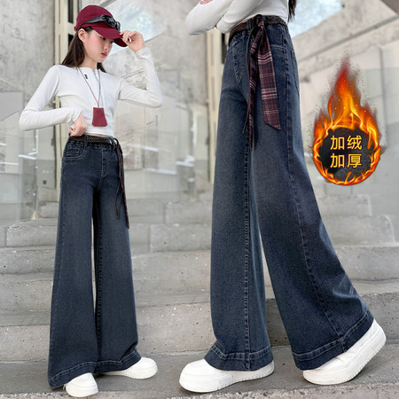 小时尚&小时尚&冬款美式复古腰带牛仔裤