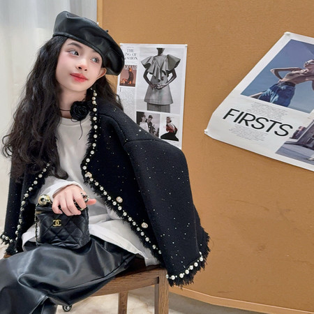 泷泷童装&泷泷童装&25112小香风毛衣外套