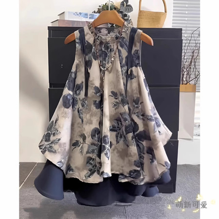 鑫海&鑫海&075假两件花背心裙