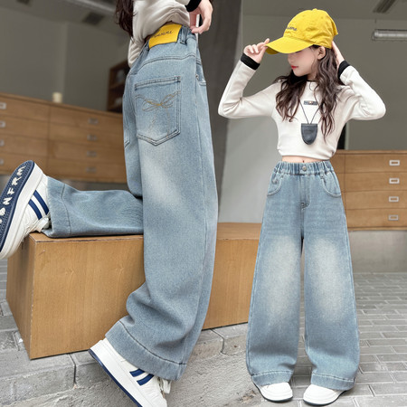 彤欣贝贝&彤欣贝贝&2607后袋蝴蝶刺绣阔腿裤