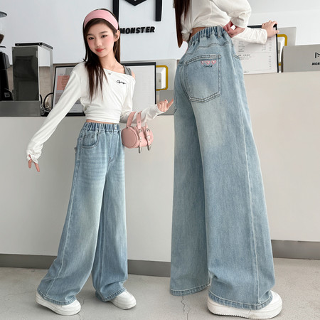 彤欣贝贝&彤欣贝贝&2602后口袋珍珠阔腿裤