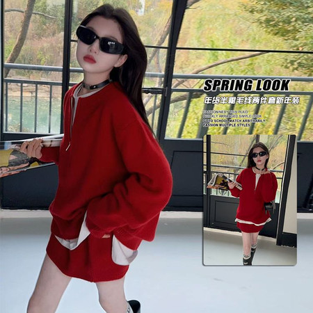 喵权童装&喵权童装&Y62年货毛线两件套