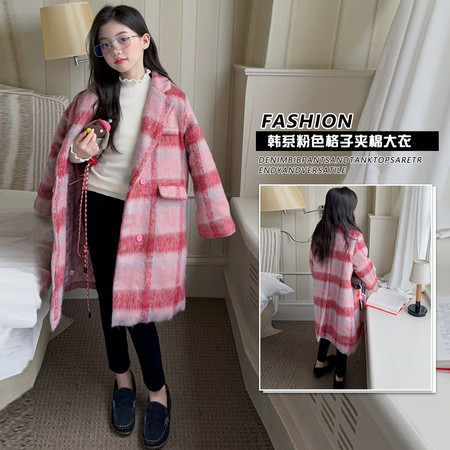 喵权童装&喵权童装&B46夹棉加厚格子大衣