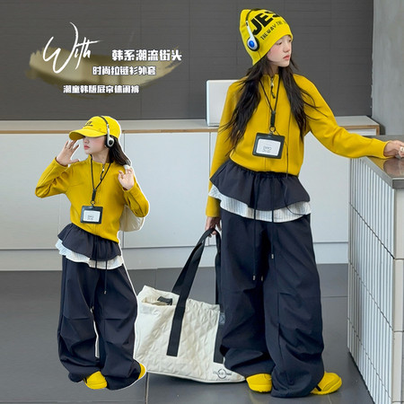 皮皮妞&皮皮妞&88A8拉链外套屁帘工装裤套装