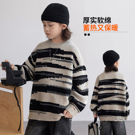 金多多&金多多&ZFDD1816不规则横条纹毛衣
