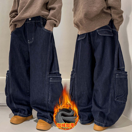 金多多&金多多&ZFDK1888纯色双口袋加绒牛仔裤