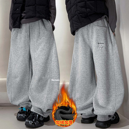 金多多&金多多&ZFDK1975贴标绣加绒休闲裤