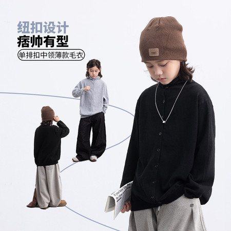 金多多&金多多&ZFDW1810单排扣中领毛衣薄外套