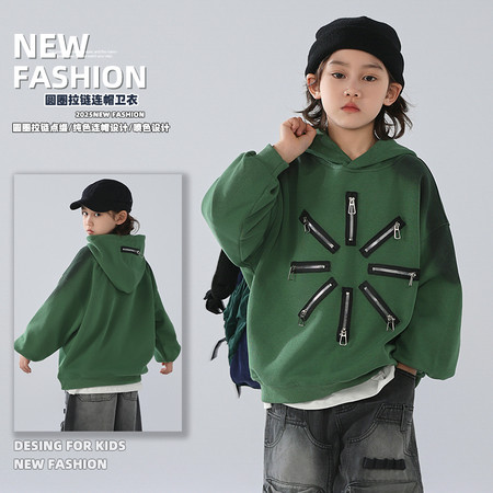 金多多&金多多&WSNCW3098圆圈拉链连帽卫衣