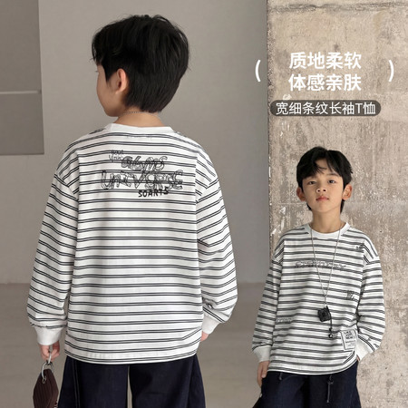 金多多&金多多&ZFQD1708宽细条纹长袖T恤